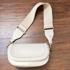 Zara Cream Shoulder Bag with Gold Accents
